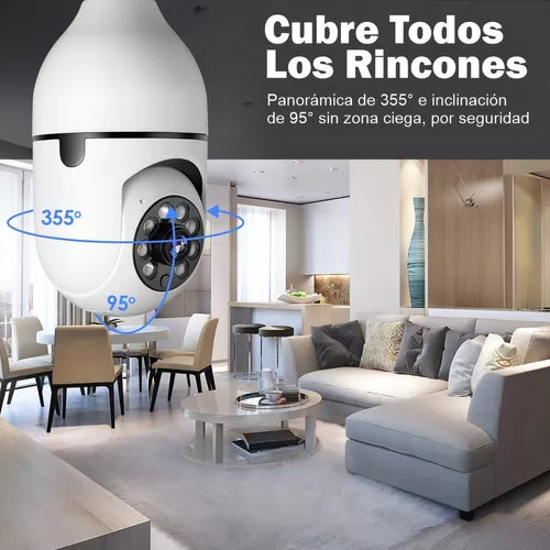 SecureBulb™ (Paga 1 y Lleva 3) - Cámara de Vigilancia 360° con Visión Nocturna y WiFi