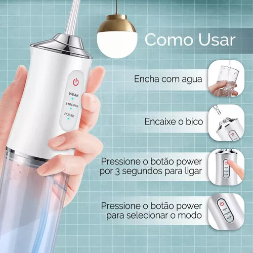 AquaJet™ - Irrigador Oral Portátil e Recarregável